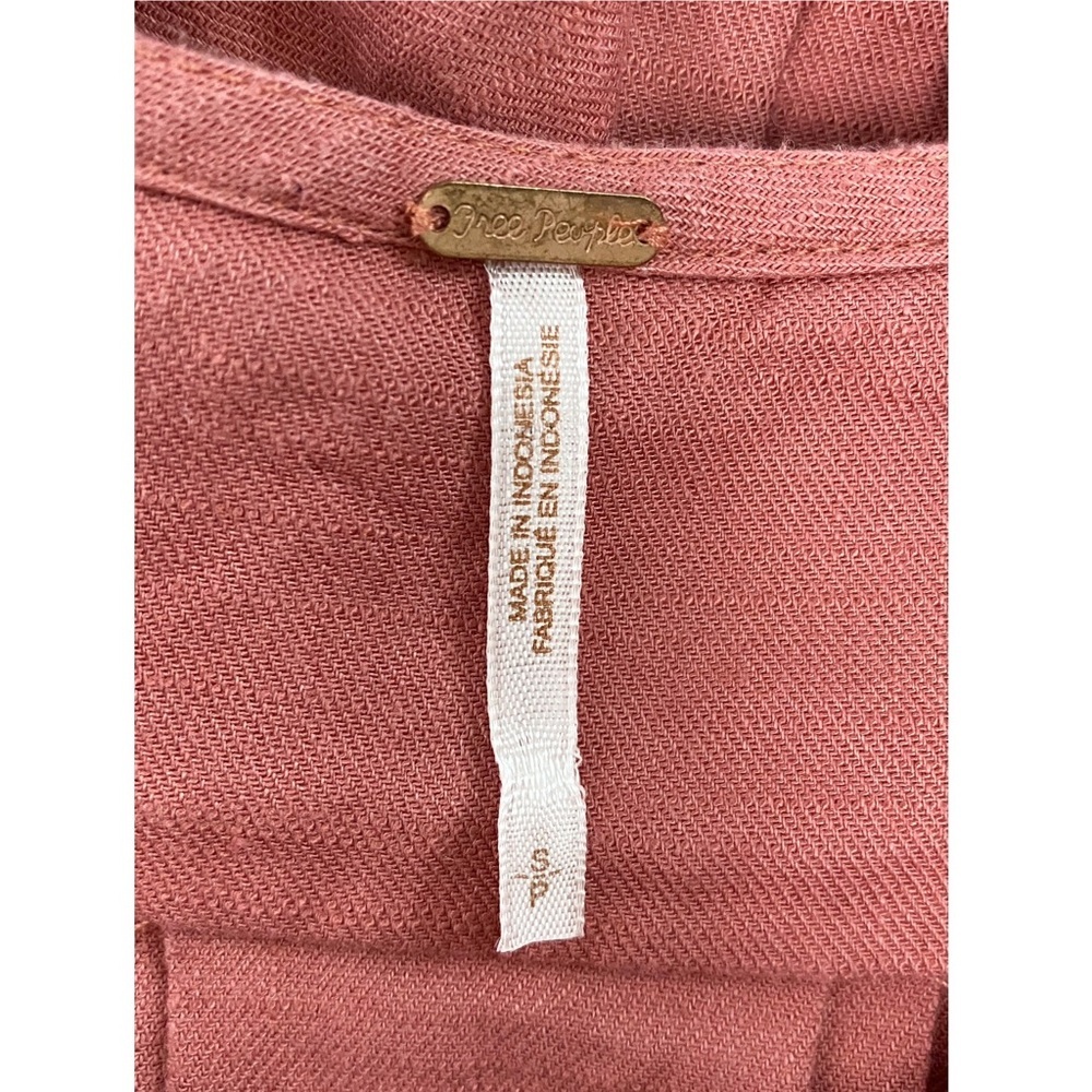 Free People Moonshine Linen Blend Sleeveless Pintuck Mini Dress, Salmon Pink - S - Picture 9 of 10